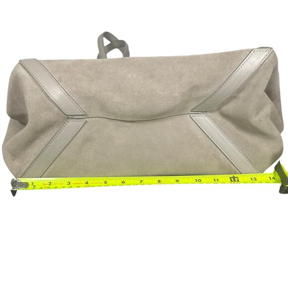 Reiss Beige Suede Slouchy Tote Bag Leather Trim Soft Unstructured Shoulder Purse - Picture 10 of 15